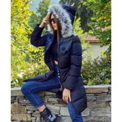 Дълго дамско яке City Angels Jeans, Черно, 6834